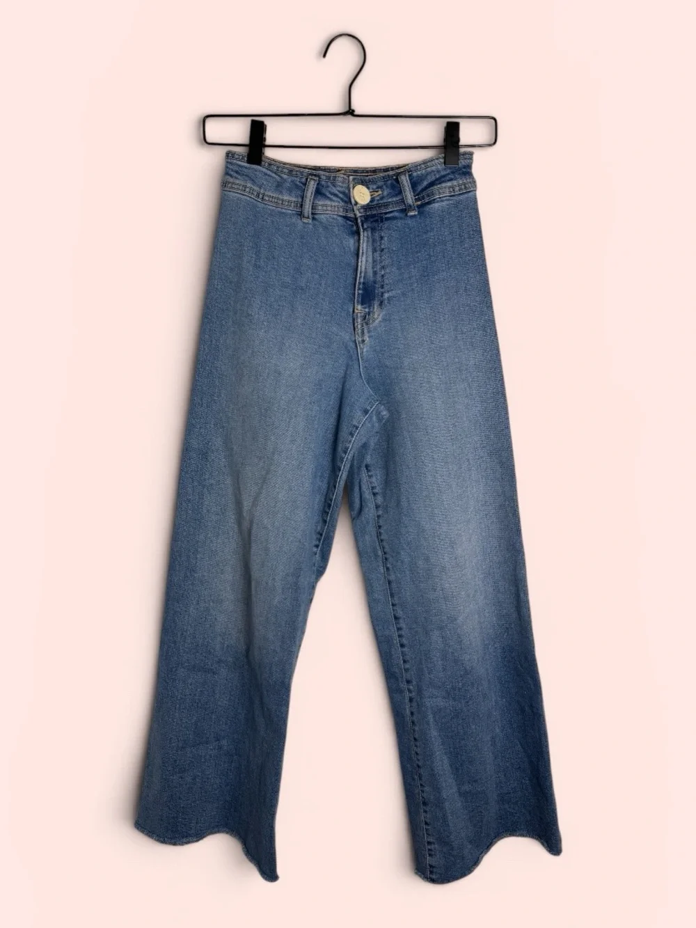 Zara Kids Girls Wide Leg High Rise Medium Blue Wash Jeans Size 13-14